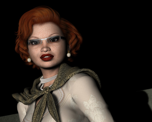 Обои картинки фото 3д графика, портрет , portraits, рыжая, фон, взгляд, девушка