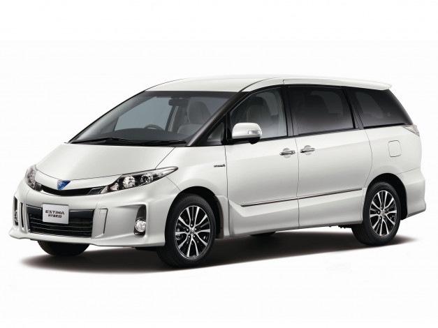 Обои картинки фото автомобили, toyota, hybrid, светлый, 2012г, estima, aeras
