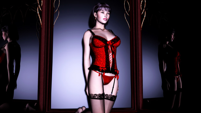 Обои картинки фото 3д графика, люди , people, фон, взгляд, девушка