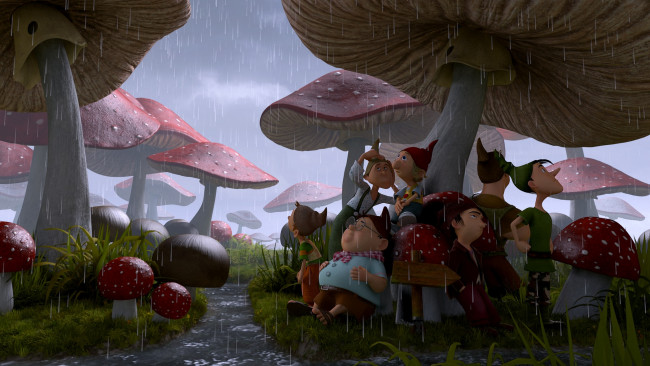 Обои картинки фото мультфильмы, - der 7bte zwerg, 7-ой гном, гномы, приключение, мультфильм, дождь, мухоморы, 7-ой, гном, der, 7bte, zwerg, грибы