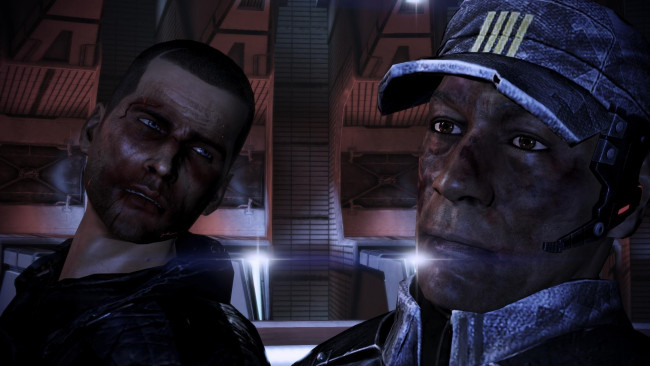 Обои картинки фото видео игры, mass effect 3, взгляд, мужчины