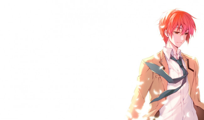 Обои картинки фото аниме, angel beats, angel, beats, парень, белый, фон, арт, otonashi, yuzuru
