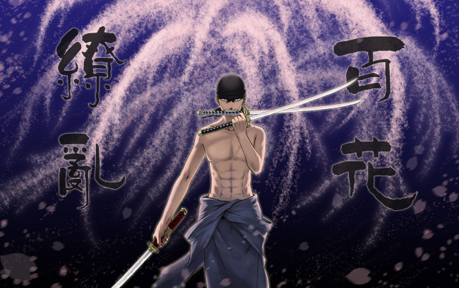 Обои картинки фото аниме, one piece, one, piece, art, мечи, roronoa, zoro