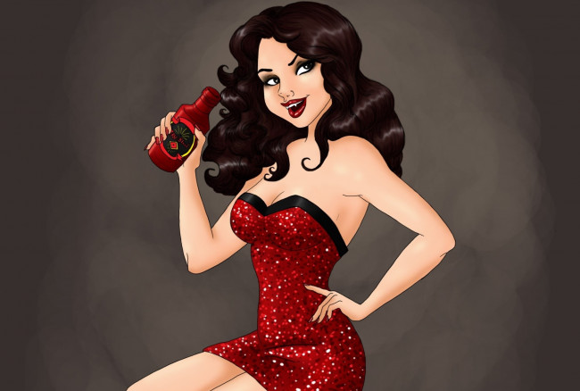 Обои картинки фото рисованные, люди, девушка, взгляд, фон