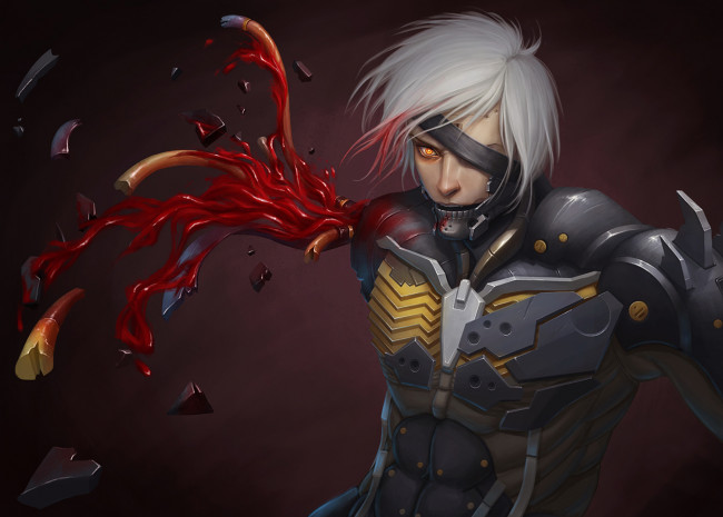 Обои картинки фото видео игры, metal gear rising,  revengeance, metal, gear, rising, revengeance, kojima, productions, platinum, games, white, devil, jack, the, ripper, raiden, arm, blood