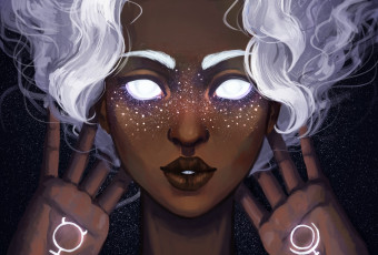 Картинка фэнтези девушки space art ладони арт лицо девушка ajgiel