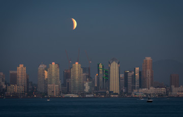 Картинка города сан-диего+ сша ночь здания california san diego луна