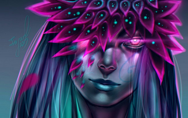 Обои картинки фото фэнтези, существа, insaro, flower, цветок, арт, девушка