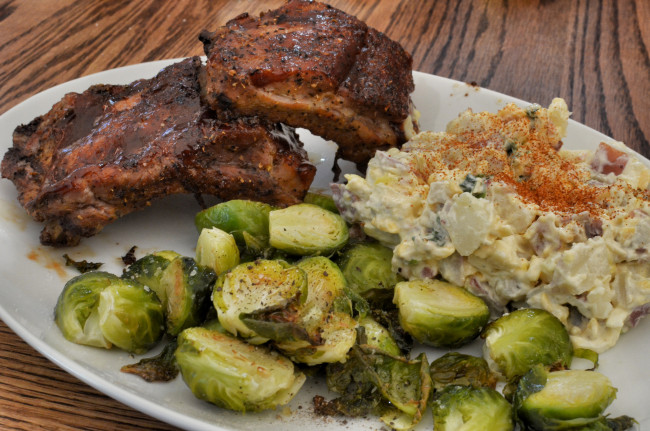 Обои картинки фото еда, вторые блюда, ребрышки, гарнир