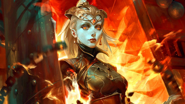 Обои картинки фото фэнтези, девушки, магия, арт, маг, фентези, девушка, огонь
