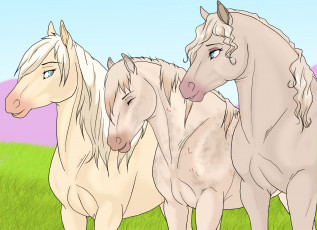 Картинка рисованное животные +лошади лошади