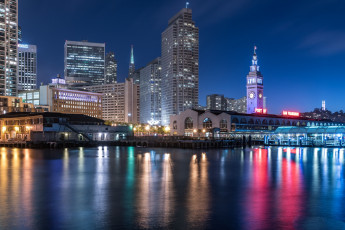 Картинка downtown +san+francisco города сан-франциско+ сша ночь огни панорама