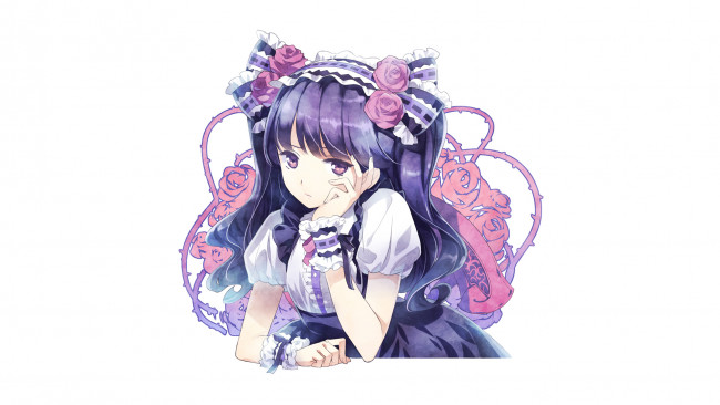 Обои картинки фото аниме, unknown,  другое, девушка, взгляд, фон