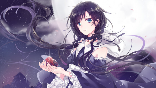 Обои картинки фото аниме, unknown,  другое, фон, взгляд, девушка