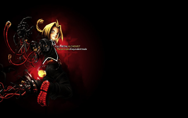 Обои картинки фото аниме, fullmetal alchemist, алхимик, протез, парень, алхимия, эдвард, ученый, edward, elric