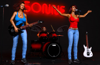 Картинка 3д+графика люди+ people фон девушки взгляд