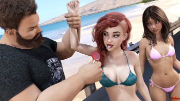 Картинка 3д+графика люди-авто мото+ people-+car+ +moto фон взгляд девушка