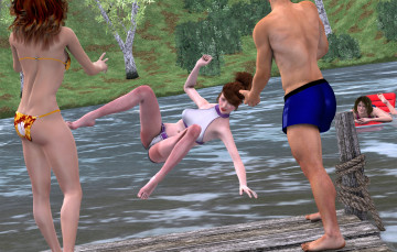 Картинка 3д+графика люди+ people взгляд фон девушки