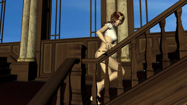 Обои картинки фото 3д графика, фантазия , fantasy, фон, девушка, взгляд