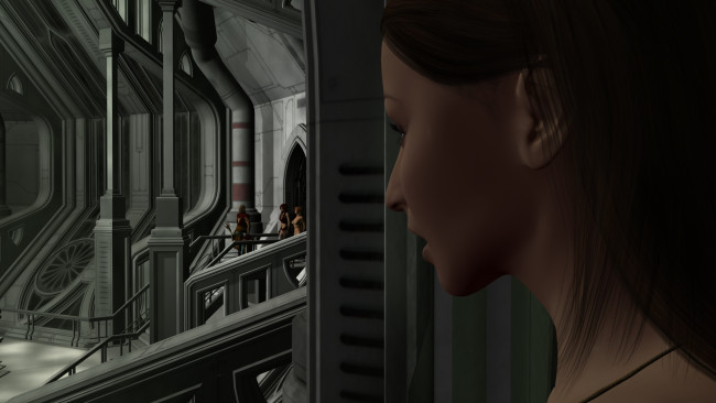 Обои картинки фото 3д графика, фантазия , fantasy, фон, взгляд, девушка