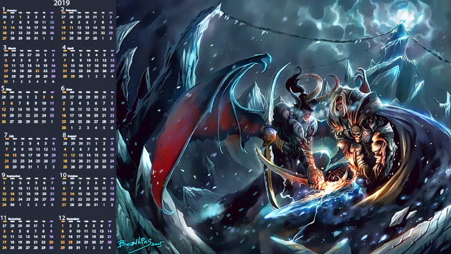 Обои картинки фото календари, фэнтези, рога, крылья, воин