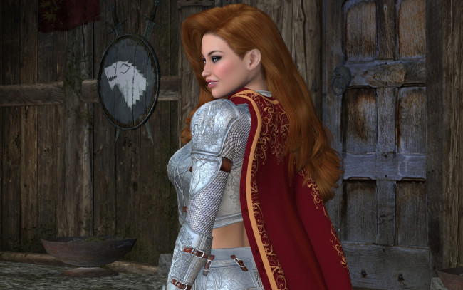 Обои картинки фото 3д графика, фантазия , fantasy, девушки, фон, взгляд