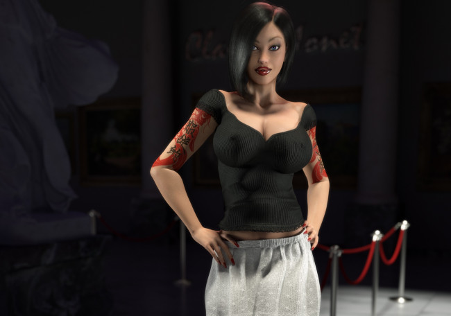 Обои картинки фото 3д графика, люди , people, фон, взгляд, девушка