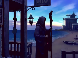 Картинка календари фэнтези 2019 calendar здание посох водоем капюшон