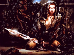 Картинка календари фэнтези 2019 calendar капюшон кровь оружие девушка