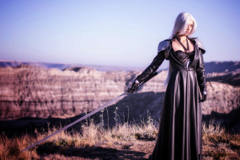 Картинка разное cosplay+ косплей меч плащ фон девушка