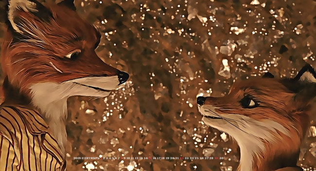 Обои картинки фото календари, кино,  мультфильмы, 2019, calendar, пиджак, животное, профиль, лиса