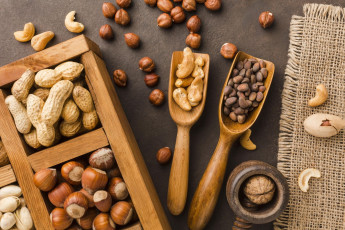 Картинка еда орехи +каштаны +какао-бобы фундук кешью грецкие ассорти