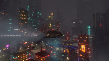 Картинка видео+игры cloudpunk город будущее огни