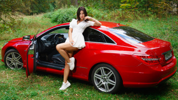 обоя автомобили, -авто с девушками, mercedes, красивая, девушка