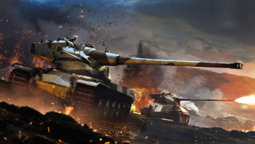 обоя видео игры, war thunder, танки, огонь, тучи