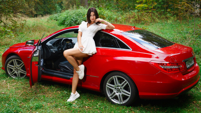 Обои картинки фото автомобили, -авто с девушками, mercedes, красивая, девушка