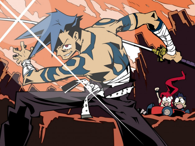 Обои картинки фото аниме, tengen, toppa, gurren, lagann, simon, kamina, yoko, littner