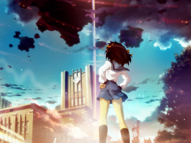Обои картинки фото аниме, the, melancholy, of, haruhi, suzumiya