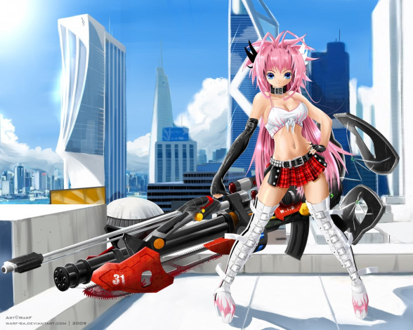 Обои картинки фото аниме, weapon, blood, technology