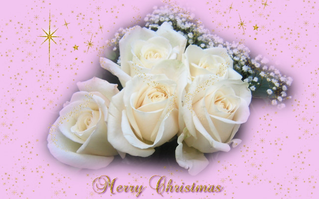 Обои картинки фото праздничные, мишура, гирлянды, цветы, розы