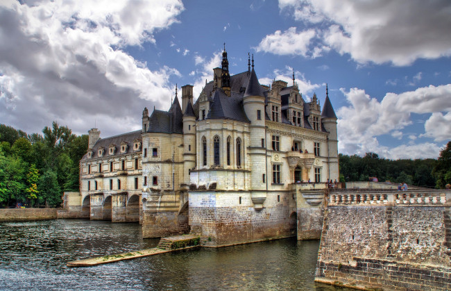 Обои картинки фото города, замки, луары, франция, каменный, вода