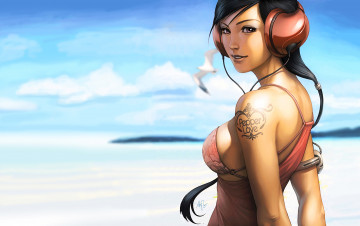 Картинка фэнтези девушки наушники