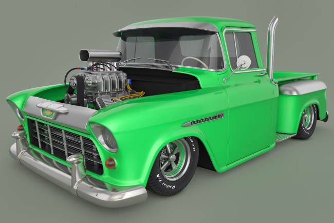 Обои картинки фото автомобили, 3д, chevrolet, 1955