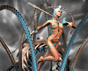 Картинка 3д+графика фантазия+ fantasy фон взгляд девушка