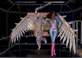 Картинка 3д+графика фантазия+ fantasy робот взгляд девушка