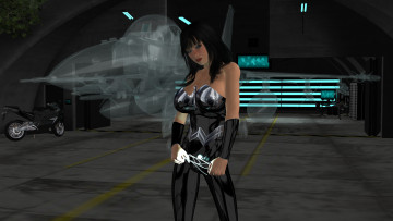 Картинка 3д+графика люди+ people мотоцикл самолет взгляд девушка