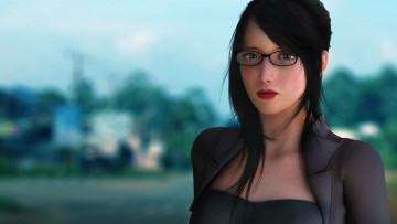 Картинка 3д+графика портрет+ portraits девушка взгляд фон очки