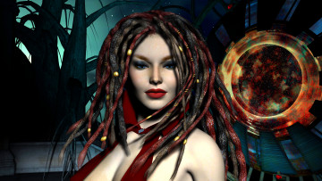 Картинка dark+sorceress 3д+графика фантазия+ fantasy девушка взгляд фон