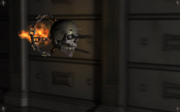 Картинка 3д+графика ужас+ horror череп фон