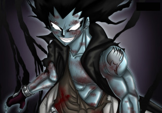 Картинка аниме fairy+tail взгляд парень поза фон gajeel redfox